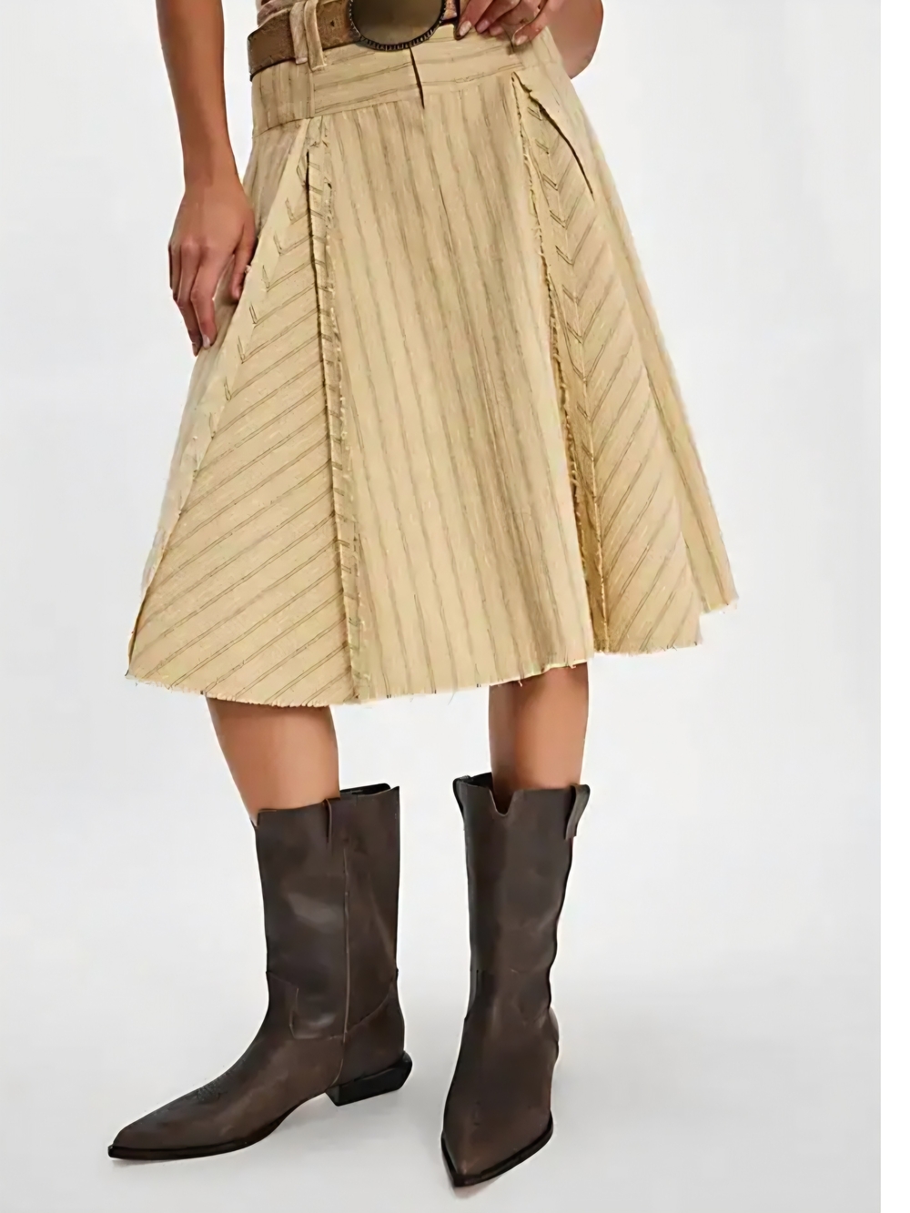 SCHUTZ Brown Distressed Western Mid-Calf Leather Boots